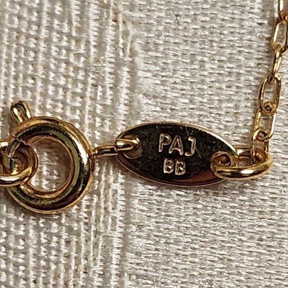 VINTAGE PAJ BB 1980s Gold Plated Pink Crystal Pendant Necklace Signed - Picture 6 of 15